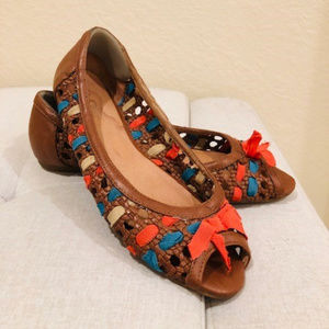 Aldo Brown Summer peap toe flat